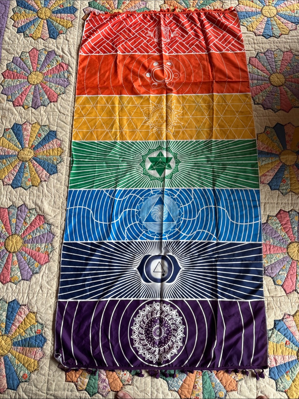 Rainbow Chakra Meditation Yoga Panel - sacred geometry personal practice